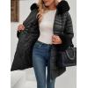 imageBellivera Womens Winter Puffer Jacket ColdResistant Patchwork Plush Lining Coat with Removable Fur Collar Hooded and BeltedBlack Faux Fur Hooded