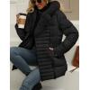 imageBellivera Womens Winter Puffer Jacket ColdResistant Patchwork Plush Lining Coat with Removable Fur Collar Hooded and BeltedBlack With Hood