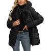 imageBellivera Womens Winter Puffer Jacket ColdResistant Patchwork Plush Lining Coat with Removable Fur Collar Hooded and BeltedBlack With Hood