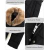 imageBellivera Womens Winter Puffer Jacket ColdResistant Patchwork Plush Lining Coat with Removable Fur Collar Hooded and BeltedBlack Yellow