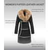 imageBellivera Womens Winter Puffer Jacket ColdResistant Patchwork Plush Lining Coat with Removable Fur Collar Hooded and BeltedBlack Yellow