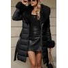 imageBellivera Womens Winter Puffer Jacket ColdResistant Patchwork Plush Lining Coat with Removable Fur Collar Hooded and BeltedBlack13