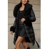 imageBellivera Womens Winter Puffer Jacket ColdResistant Patchwork Plush Lining Coat with Removable Fur Collar Hooded and BeltedBlack13