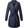 imageBellivera Womens Winter Puffer Jacket ColdResistant Patchwork Plush Lining Coat with Removable Fur Collar Hooded and BeltedBlue
