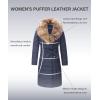 imageBellivera Womens Winter Puffer Jacket ColdResistant Patchwork Plush Lining Coat with Removable Fur Collar Hooded and BeltedBlue Yellow