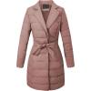 imageBellivera Womens Winter Puffer Jacket ColdResistant Patchwork Plush Lining Coat with Removable Fur Collar Hooded and BeltedBrownpink