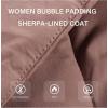 imageBellivera Womens Winter Puffer Jacket ColdResistant Patchwork Plush Lining Coat with Removable Fur Collar Hooded and BeltedBrownpink