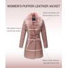 imageBellivera Womens Winter Puffer Jacket ColdResistant Patchwork Plush Lining Coat with Removable Fur Collar Hooded and BeltedBrownpink