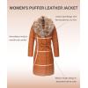 imageBellivera Womens Winter Puffer Jacket ColdResistant Patchwork Plush Lining Coat with Removable Fur Collar Hooded and BeltedCamel Yellow