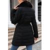 imageBellivera Womens Winter Puffer Jacket ColdResistant Patchwork Plush Lining Coat with Removable Fur Collar Hooded and BeltedGray