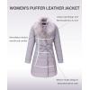 imageBellivera Womens Winter Puffer Jacket ColdResistant Patchwork Plush Lining Coat with Removable Fur Collar Hooded and BeltedGray