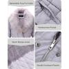 imageBellivera Womens Winter Puffer Jacket ColdResistant Patchwork Plush Lining Coat with Removable Fur Collar Hooded and BeltedGray