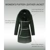 imageBellivera Womens Winter Puffer Jacket ColdResistant Patchwork Plush Lining Coat with Removable Fur Collar Hooded and BeltedGreen