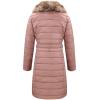 imageBellivera Womens Winter Puffer Jacket ColdResistant Patchwork Plush Lining Coat with Removable Fur Collar Hooded and BeltedPink Yellow
