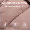 imageBellivera Womens Winter Puffer Jacket ColdResistant Patchwork Plush Lining Coat with Removable Fur Collar Hooded and BeltedPink Yellow