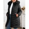 imageBellivera Womens Winter Thickened Quilted Puffer Jacket Zipper Pockets Bubble Coat with Removable Hood and Faux Fur CollarBlack Puffer Plus