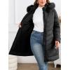 imageBellivera Womens Winter Thickened Quilted Puffer Jacket Zipper Pockets Bubble Coat with Removable Hood and Faux Fur CollarBlack Puffer Plus