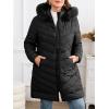 imageBellivera Womens Winter Thickened Quilted Puffer Jacket Zipper Pockets Bubble Coat with Removable Hood and Faux Fur CollarBlack Puffer Plus