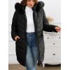 imageBellivera Womens Winter Thickened Quilted Puffer Jacket Zipper Pockets Bubble Coat with Removable Hood and Faux Fur CollarBlack Puffer Plus