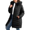 imageBellivera Womens Winter Thickened Quilted Puffer Jacket Zipper Pockets Bubble Coat with Removable Hood and Faux Fur CollarBlack Puffer Plus
