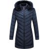 imageBellivera Womens Winter Thickened Quilted Puffer Jacket Zipper Pockets Bubble Coat with Removable Hood and Faux Fur CollarBlue Hood