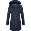 imageBellivera Womens Winter Thickened Quilted Puffer Jacket Zipper Pockets Bubble Coat with Removable Hood and Faux Fur CollarBlue Hood