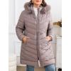 imageBellivera Womens Winter Thickened Quilted Puffer Jacket Zipper Pockets Bubble Coat with Removable Hood and Faux Fur CollarDapricot Puffer Plus