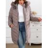 imageBellivera Womens Winter Thickened Quilted Puffer Jacket Zipper Pockets Bubble Coat with Removable Hood and Faux Fur CollarDapricot Puffer Plus