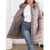 imageBellivera Womens Winter Thickened Quilted Puffer Jacket Zipper Pockets Bubble Coat with Removable Hood and Faux Fur CollarDapricot Puffer Plus