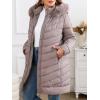 imageBellivera Womens Winter Thickened Quilted Puffer Jacket Zipper Pockets Bubble Coat with Removable Hood and Faux Fur CollarDapricot Puffer Plus