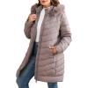 imageBellivera Womens Winter Thickened Quilted Puffer Jacket Zipper Pockets Bubble Coat with Removable Hood and Faux Fur CollarDapricot Puffer Plus