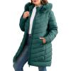 imageBellivera Womens Winter Thickened Quilted Puffer Jacket Zipper Pockets Bubble Coat with Removable Hood and Faux Fur CollarGreen Puffer Plus