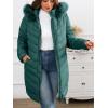 imageBellivera Womens Winter Thickened Quilted Puffer Jacket Zipper Pockets Bubble Coat with Removable Hood and Faux Fur CollarGreen Puffer Plus