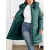 imageBellivera Womens Winter Thickened Quilted Puffer Jacket Zipper Pockets Bubble Coat with Removable Hood and Faux Fur CollarGreen Puffer Plus
