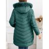 imageBellivera Womens Winter Thickened Quilted Puffer Jacket Zipper Pockets Bubble Coat with Removable Hood and Faux Fur CollarGreen Puffer Plus