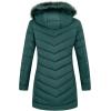 imageBellivera Womens Winter Thickened Quilted Puffer Jacket Zipper Pockets Bubble Coat with Removable Hood and Faux Fur CollarGreen Puffer Plus