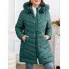 imageBellivera Womens Winter Thickened Quilted Puffer Jacket Zipper Pockets Bubble Coat with Removable Hood and Faux Fur CollarGreen Puffer Plus