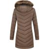 imageBellivera Womens Winter Thickened Quilted Puffer Jacket Zipper Pockets Bubble Coat with Removable Hood and Faux Fur CollarTaupel Hood