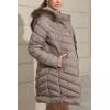 imageBellivera Womens Winter Thickened Quilted Puffer Jacket Zipper Pockets Bubble Coat with Removable Hood and Faux Fur CollarTaupel Hood