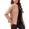 imageBellivera Faux Leather Jacket Women Motorcycle Zipper Bomber PU Bike Coat with PocketsCoal Normal Khaki