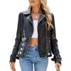 imageBellivera Faux Leather Jacket for Women Studded Rivet Floral Moto Biker Short Lapel CoatBlack Studded Jacket