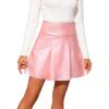 imageBellivera Women Faux Leather Basic Bodycon High Waisted Short PU Stretchy Pleated Mini SkirtPink