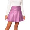 imageBellivera Women Faux Leather Basic Bodycon High Waisted Short PU Stretchy Pleated Mini SkirtPurple