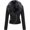 imageBellivera Women Faux Leather Suede Jacket Moto Biker Coat SherpaLined Overcoat with Removable BeltBlack