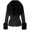 imageBellivera Women Faux Leather Suede Jacket Moto Biker Coat SherpaLined Overcoat with Removable BeltBlack Removable Fur Collar
