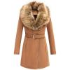 imageBellivera Women Faux Leather Trench Coat FleeceLined Midlength Jacket with Detachable Fur CollarCamel Suede