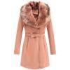 imageBellivera Women Faux Leather Trench Coat FleeceLined Midlength Jacket with Detachable Fur CollarOrangepink Suede