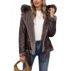 imageBellivera Women Faux Suede Leather Jacket Moto Biker Coat SherpaLined Outerwear with Detachable BeltCoffee Shearling Lined