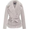 imageBellivera Women Faux Suede Leather Jacket Moto Biker Coat SherpaLined Outerwear with Detachable BeltGrey Belt