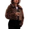 imageBellivera Womens Faux Fur Coat Shearling Fluffy Fuzzy Shaggy Hood SherpaLined Fleece JacketBrown Crop